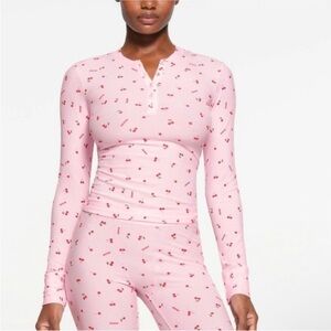 Skims soft lounge cherry long sleeve Henley